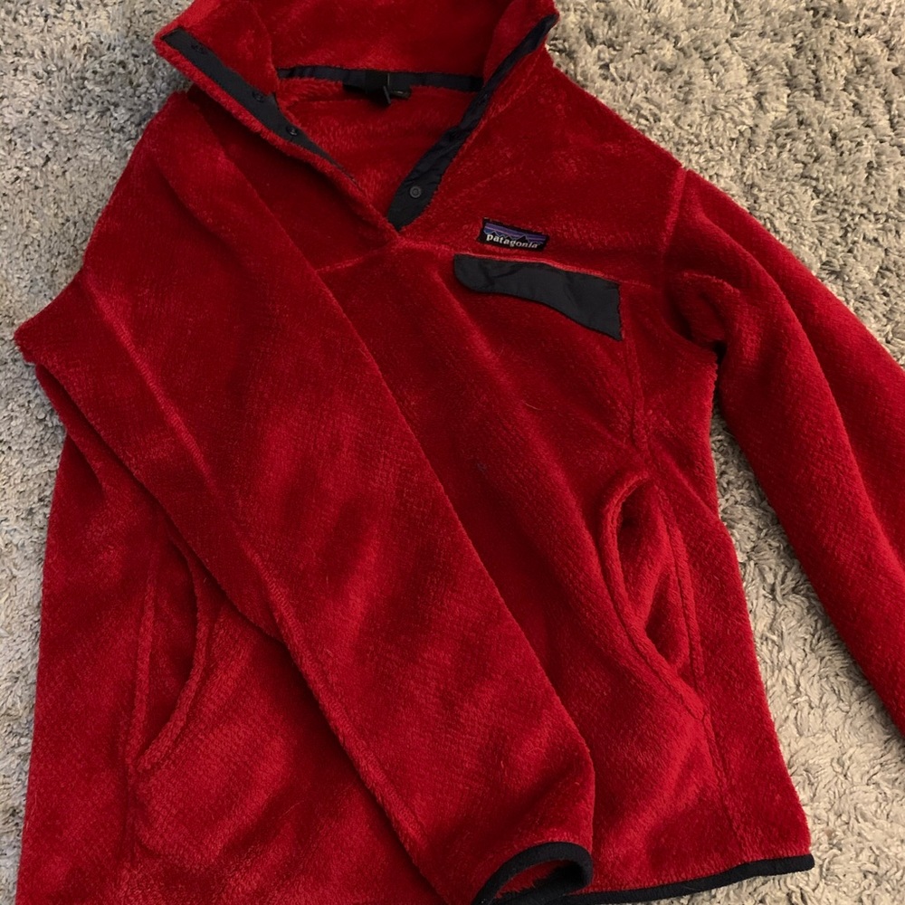 Red Patagonia fuzzy jacket